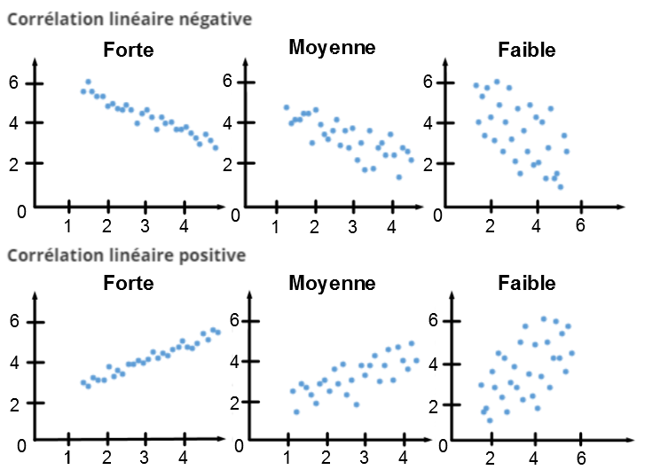 Les différentes corrélations linéaires
