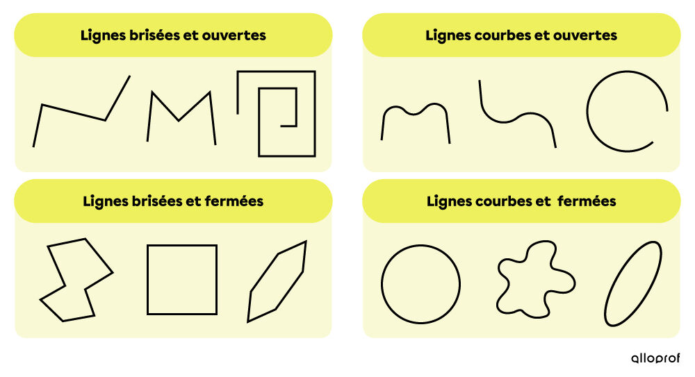 Exemples des sortes de lignes