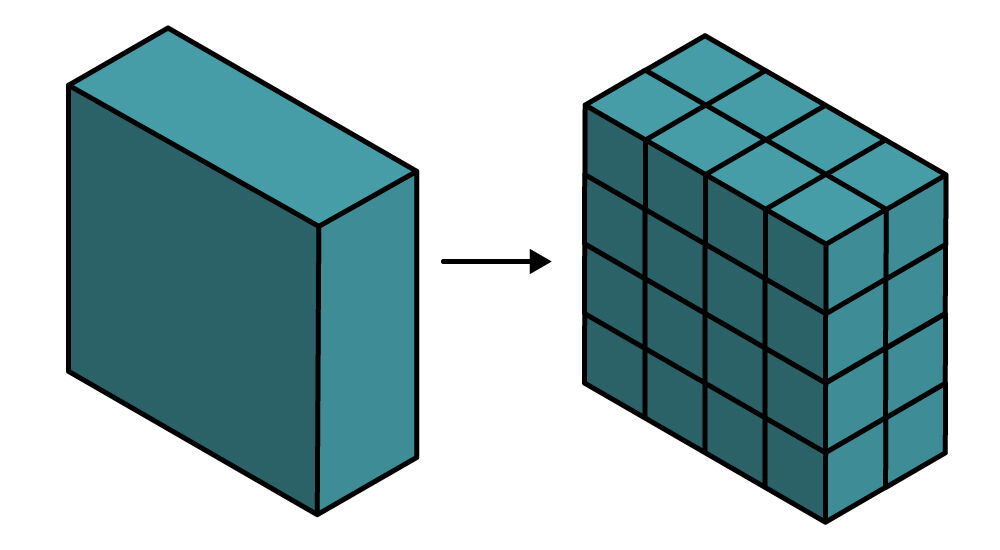 Example of a solid with a volume of 32 cubic units.