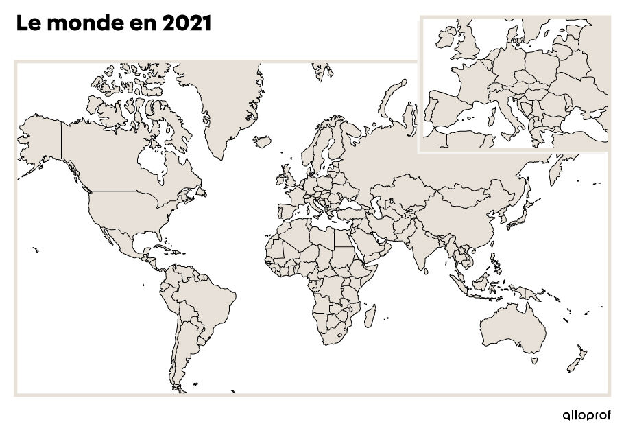 Une carte du monde en 2021