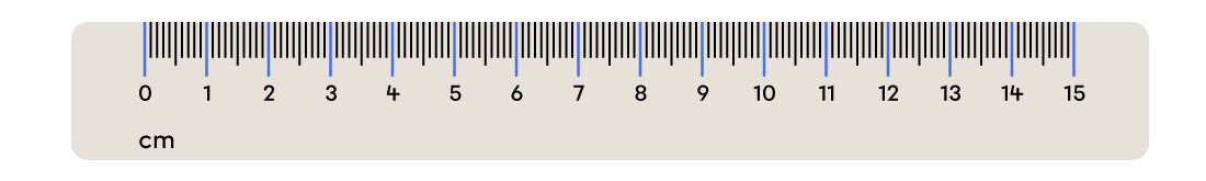 The centimetre marks on a ruler.