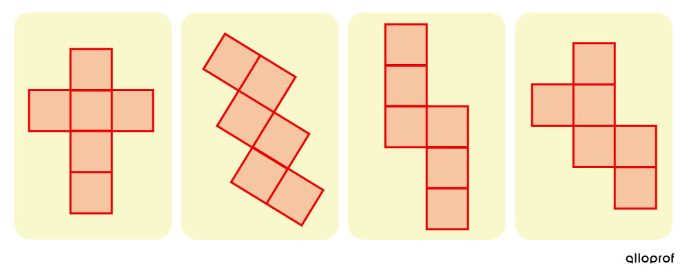 Different possible nets of a cube