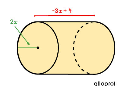 Cylinder with measurements that are algebraic expressions.