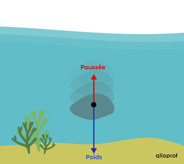 La répartition de la force de poussée et du poids sur un objet qui coule