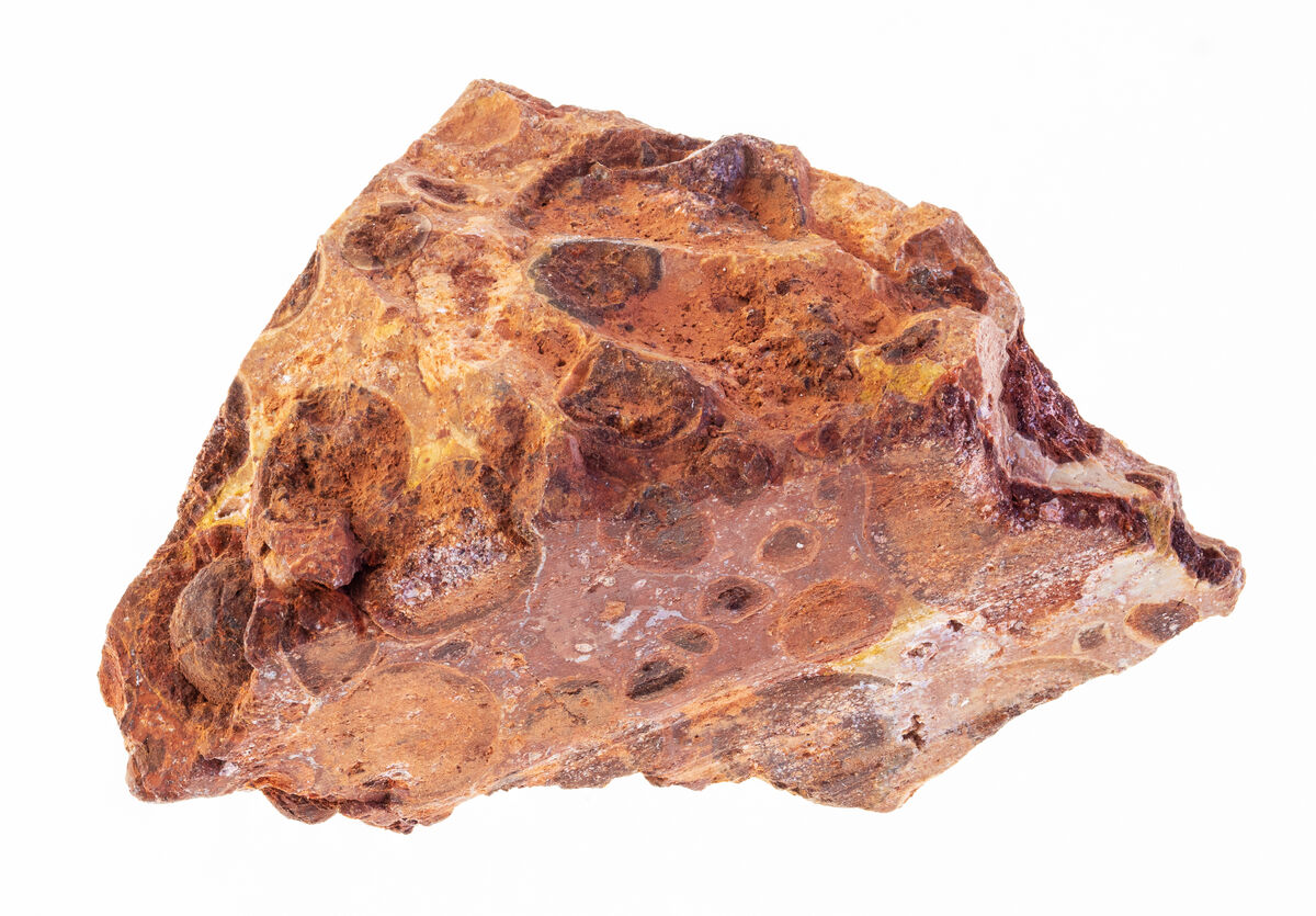A bauxite ore contains iron.