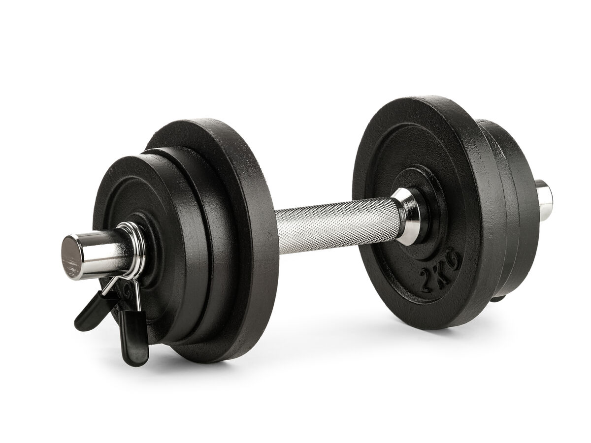 Dumbbells are made of cast iron, a ferrous alloy.