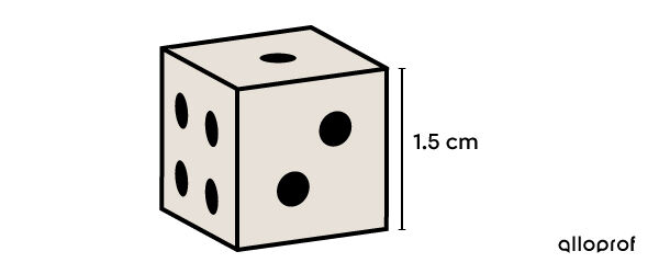 Die used to determine the volume of a cube