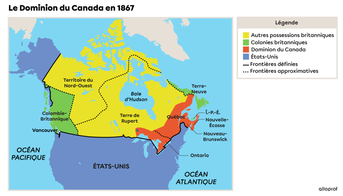 Une carte du Dominion du Canada en 1867