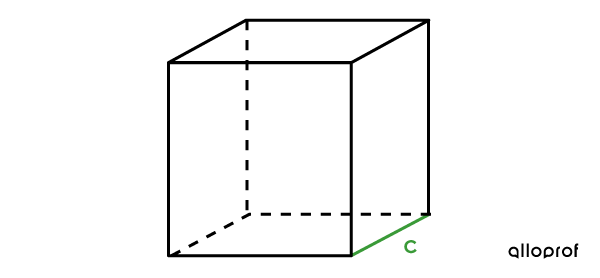 Cubic box with a missing side measurement.