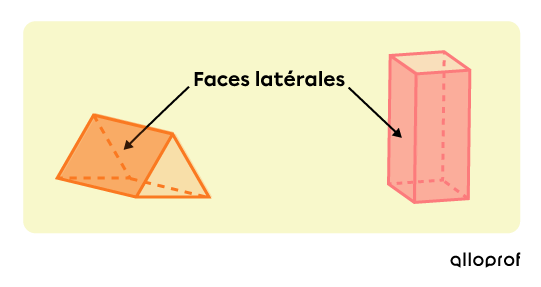 Les faces latérales des prismes