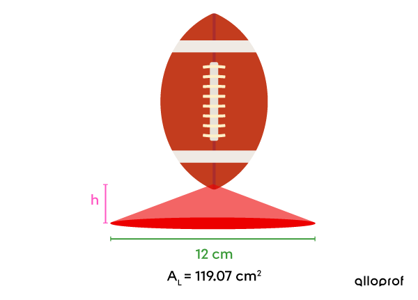 Conical football stand with missing height measurement.