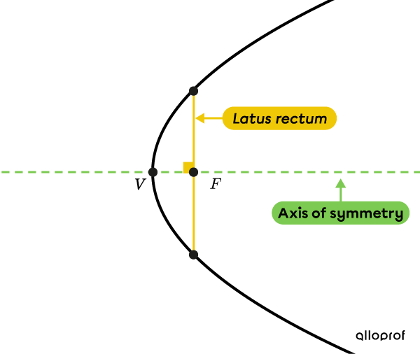 The latus rectum in a horizontal parabola.