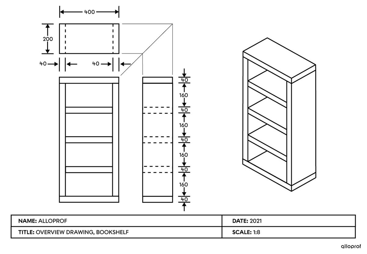 Bookshelf representation on a 1:8 reduction scale 