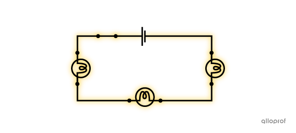 Trois ampoules branchées en série