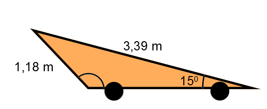 On cherche la mesure d’un angle d’un triangle quelconque ressemblant à une voiture de course grâce à la loi des cosinus.