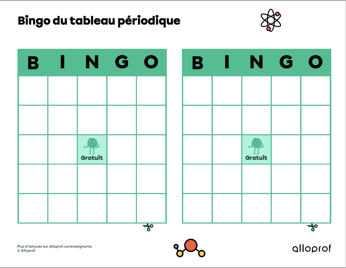 Le bingo du tableau périodique