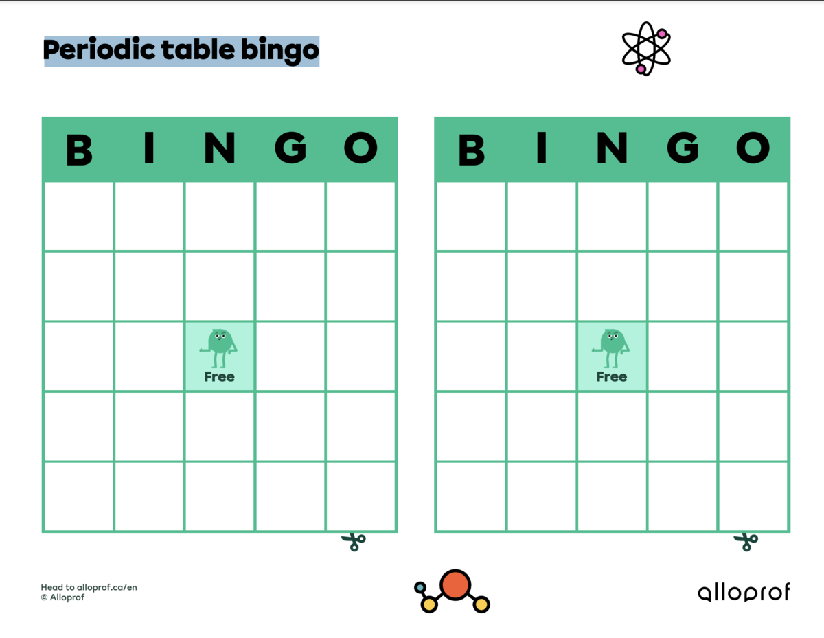 Periodic table bingo