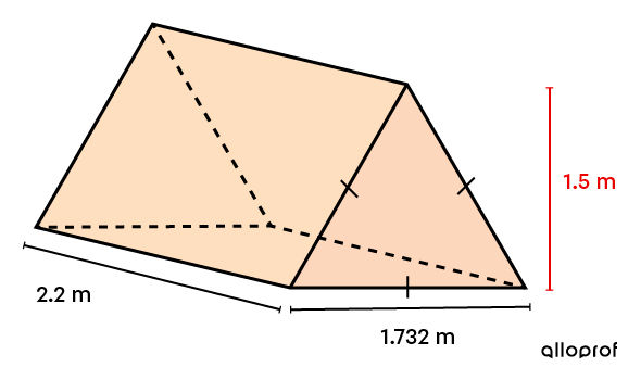 Tent in the Form of a Regular Triangular Prism Where the Total Area is Sought.