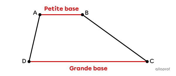 Un trapèze possède au moins une paire de côtés parallèles, appelés bases.