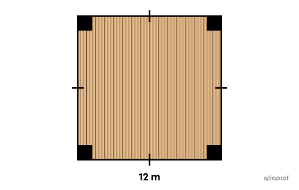 On cherche l’aire d’un plancher de forme carrée.