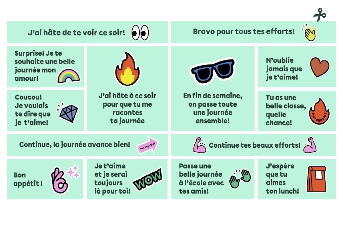 100 mots à glisser dans la boîte à lunch!
