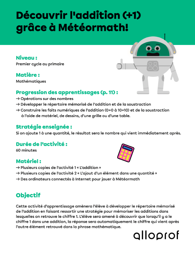Découvrir l'addition grâce à Météormath!