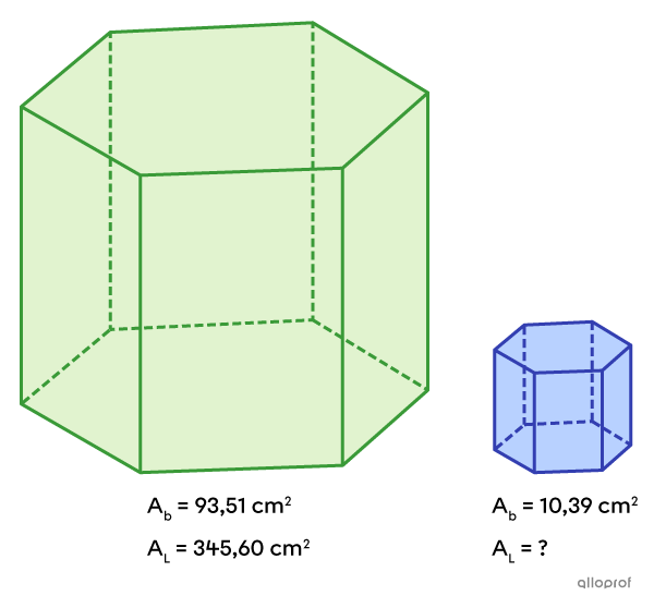 Deux prismes droits à base hexagonale semblables