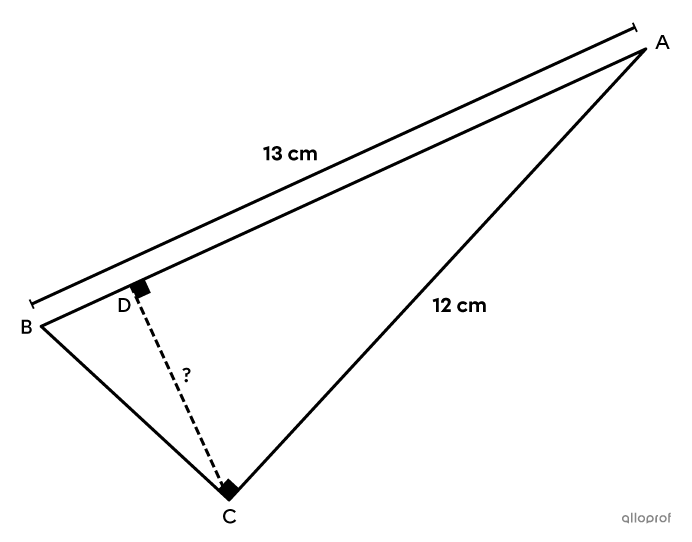 The height of this right triangle is sought.