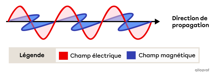 Oscillation d’un champ magnétique et d’un champ électrique, tous deux perpendiculaires à la direction de propagation d’une onde électromagnétique.