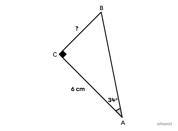 The tangent ratio can be used to find the measure of a leg opposite the given angle in a right triangle.