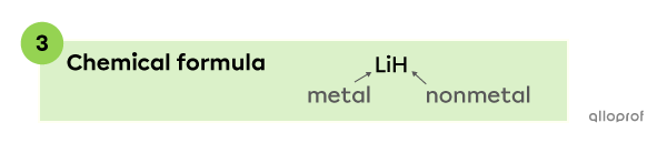 Step 3: Determining the chemical formula LiH.