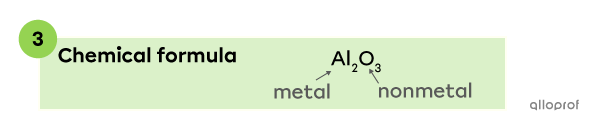 Step 3: Determining the chemical formula Al2O3.