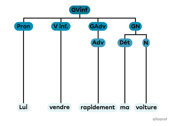 Un groupe verbal à l’infinitif constitué d’un pronom, d’un verbe à l’infinitif, d’un groupe adverbial et d’un groupe nominal.