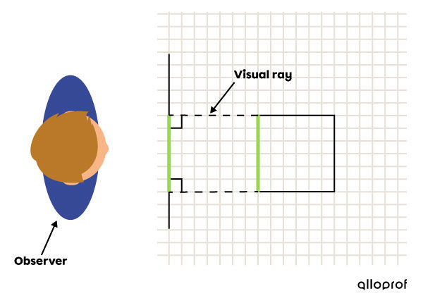 Visual rays in a multiview projection.