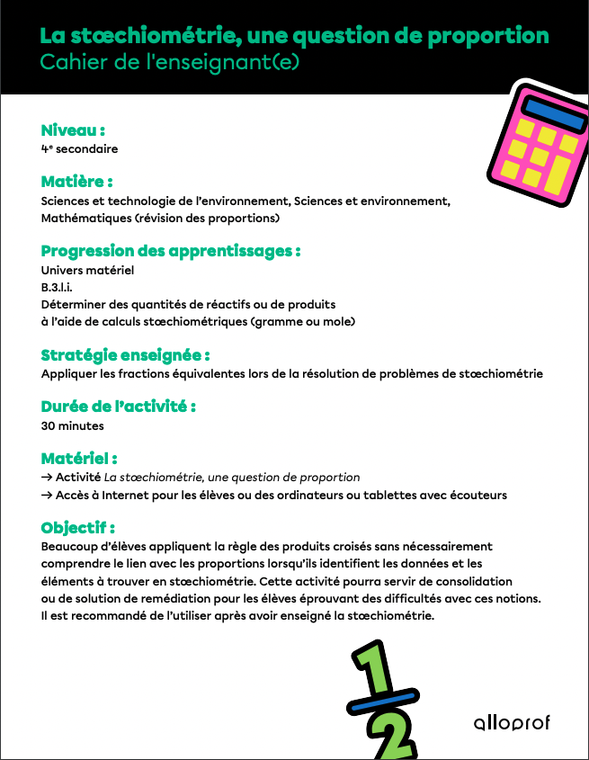 La stoechiométrie, une question de proportion!