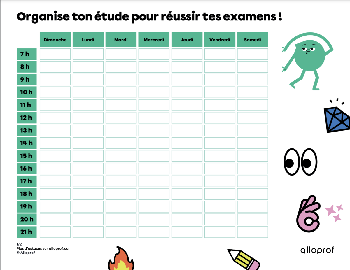 Outil d'organisation : Planifier l'étude pour bien réussir les examens!
