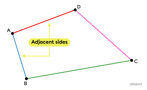 Adjacent sides in a polygon have a common vertex.