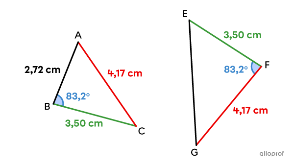 Les 2 triangles ne respectent pas la condition minimale CAC, ils ne sont donc pas isométriques.