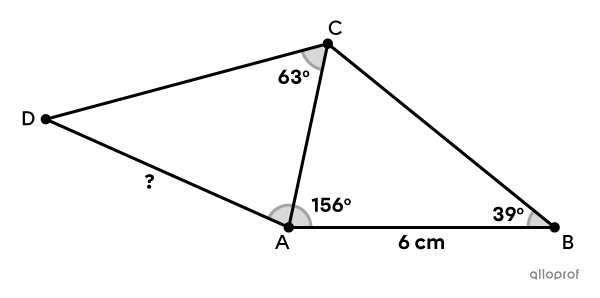 On cherche la mesure d’un côté du triangle ACD.