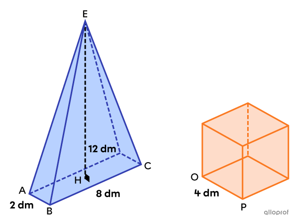 Equivalent pyramid and cube.