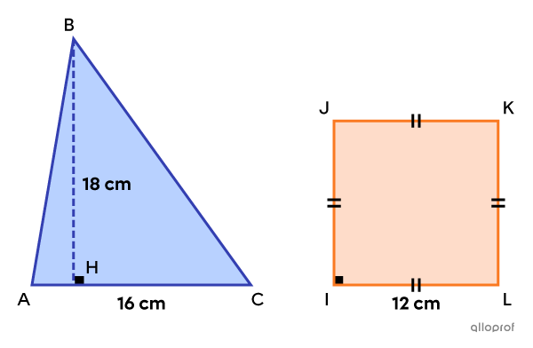 An equivalent triangle and square.