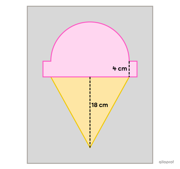 Decomposable figure representing an ice cream cone.