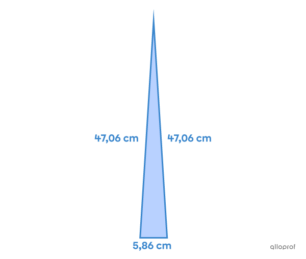 Triangle isocèle avec la mesure de ses côtés.