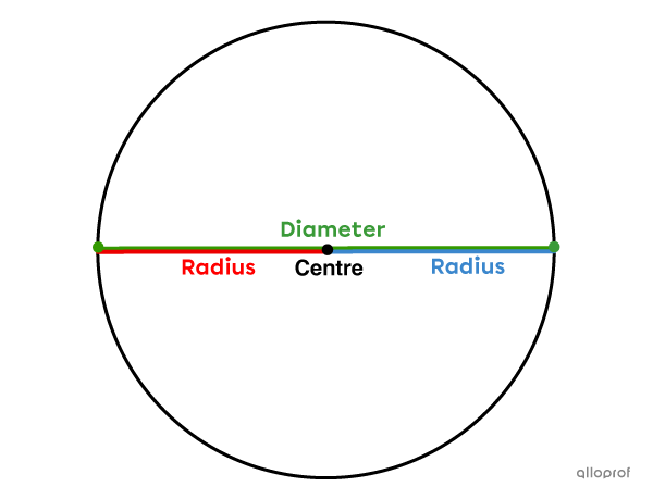 The measure of the diameter is double that of the radius.