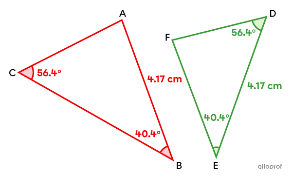 The 2 triangles do not meet the minimum condition ACA, so they are not congruent.