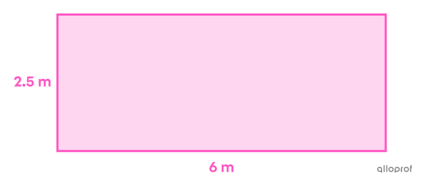 Rectangle with its side measurements.