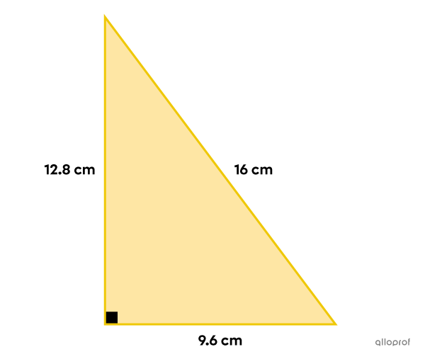 Right scalene triangle with its side measurements.