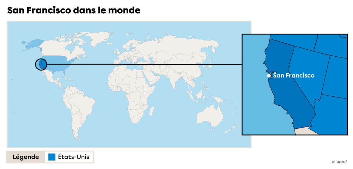 Localisation de la ville de San Francisco.