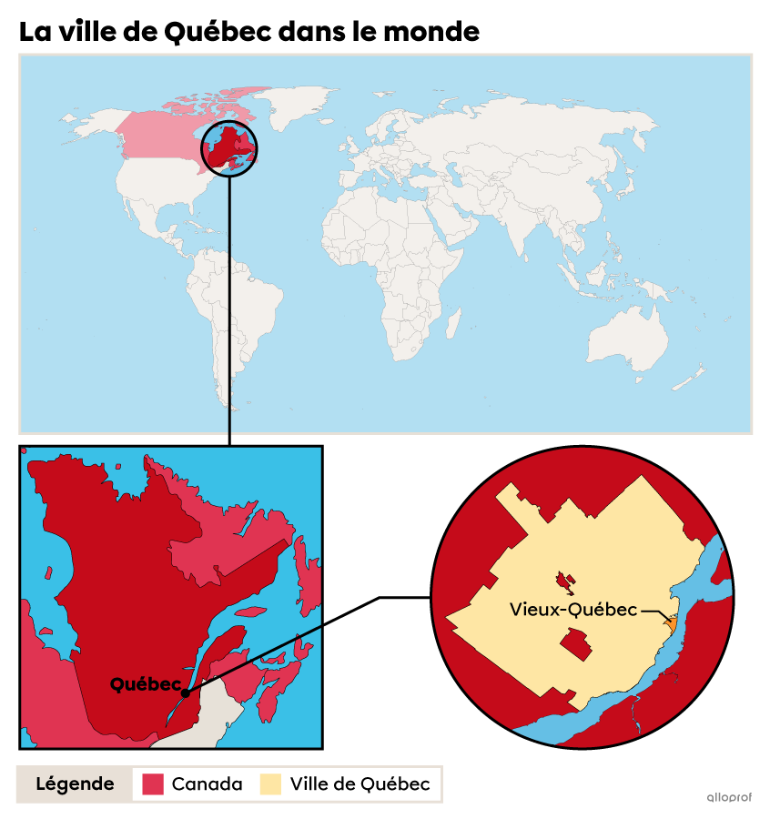 Localisation de la ville de Québec dans le monde.