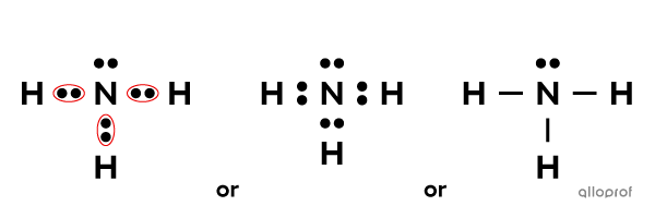 The Lewis notation of ammonia (NH3)